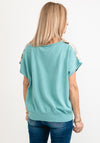 Seventy1 One Size Floral Front Top, Teal
