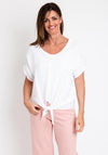 The Serafina Collection One Size Crepe Broidery Top, White