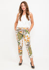 Seventy1 One Size Tropical Slim Capri Trousers, Beige Multi