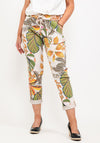 Seventy1 One Size Tropical Slim Capri Trousers, Beige Multi