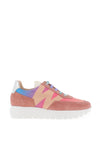 Wonders Fly Colour Block Suede Trainers, Pink Multi
