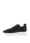 Wonders Fly Laser Cut Leather Trainers, Black