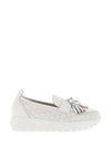 Wonders Fly Laser Cut Tassel Leather Loafers, Off White