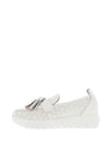 Wonders Fly Laser Cut Tassel Leather Loafers, Off White
