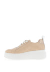 Wonders Fly Leather Platform Trainers, Beige