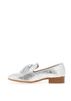 Wonders Metallic Zebra Tasssel Leather Loafers, Silver