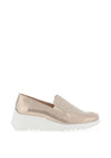 Wonders Fly Metallic Diamante Leather Wedged Shoes, Gold