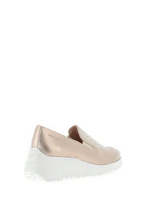 Wonders Fly Metallic Diamante Leather Wedged Shoes, Gold