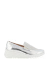 Wonders Fly Metallic Gem Leather Wedged Shoes, Silver