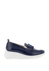 Wonders Fly Patent Leather Wedged Loafers, Navy