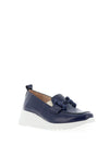 Wonders Fly Patent Leather Wedged Loafers, Navy