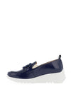Wonders Fly Patent Leather Wedged Loafers, Navy