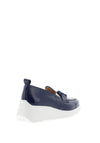 Wonders Fly Patent Leather Wedged Loafers, Navy