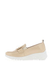 Wonders Fly Patent Leather Wedged Loafers, Natural