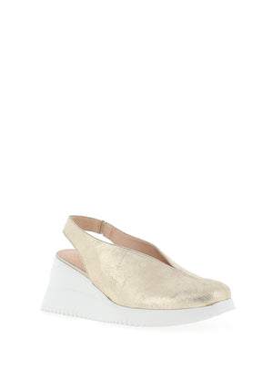 Wonders Fly Metallic Sling Back Wedged Shoes, Gold