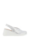 Wonders Fly Metallic Sling Back Wedged Shoes, Silver