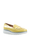 Wonders Fly Patent Leather Layered Fringes Loafers, Yellow