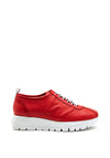 Wonders Perforated Leather Platform Trainers, Red