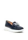 Wonders Patent Leather Chain Loafers, Navy