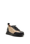 Wonders Fly Leather Elastic Lace Trainers, Taupe