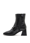 Wonders Leather Buckle Block Heel Boots, Black