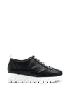 Wonders Perforated Leather Lace Up Platform Trainer, Black