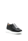 Wonders Perforated Leather Lace Up Platform Trainer, Black