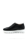 Wonders Perforated Leather Lace Up Platform Trainer, Black