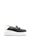 Wonders Buckle Link Platform Loafer, Black & White