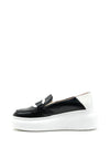 Wonders Buckle Link Platform Loafer, Black & White