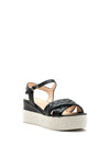 Wonders Leather Quilted Platform Sandal, Black