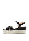 Wonders Leather Quilted Platform Sandal, Black