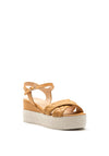 Wonders Leather Quilted Platform Sandals, Tan