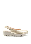 Wonders Sling Back Wedge Shoe, Gold