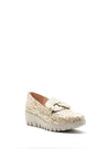 Wonders Patent Snake Print Wedge Loafer, Beige