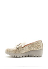 Wonders Patent Snake Print Wedge Loafer, Beige