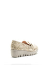 Wonders Patent Snake Print Wedge Loafer, Beige