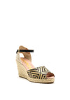 Wonders Woven Pattern High Wedge Sandal, Black Multi