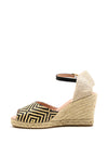 Wonders Woven Pattern High Wedge Sandal, Black Multi