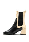 Wonders Two Tone Block Heel Ankle Boots, Black & Cream