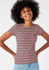 Wrangler Womens Slim Ribbed Striped T-Shirt, Multi
