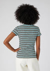 Wrangler Womens Slim Ribbed Striped T-Shirt, Blue
