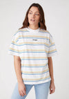 Wrangler High Rib Girlfriend Striped T-Shirt, White Multi