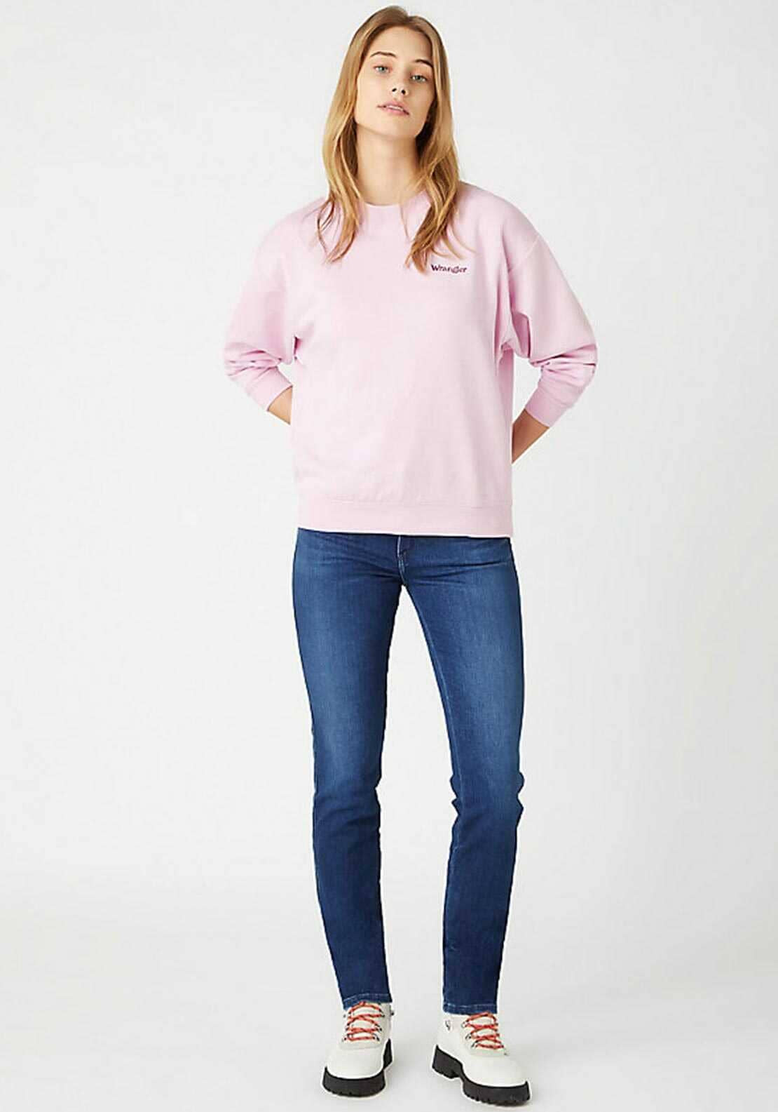 Wrangler Retro Logo Crew Neck Sweater, Pink