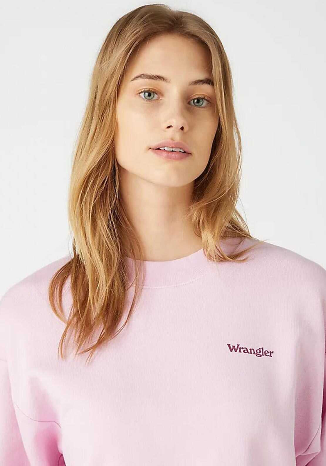 Wrangler Retro Logo Crew Neck Sweater, Pink