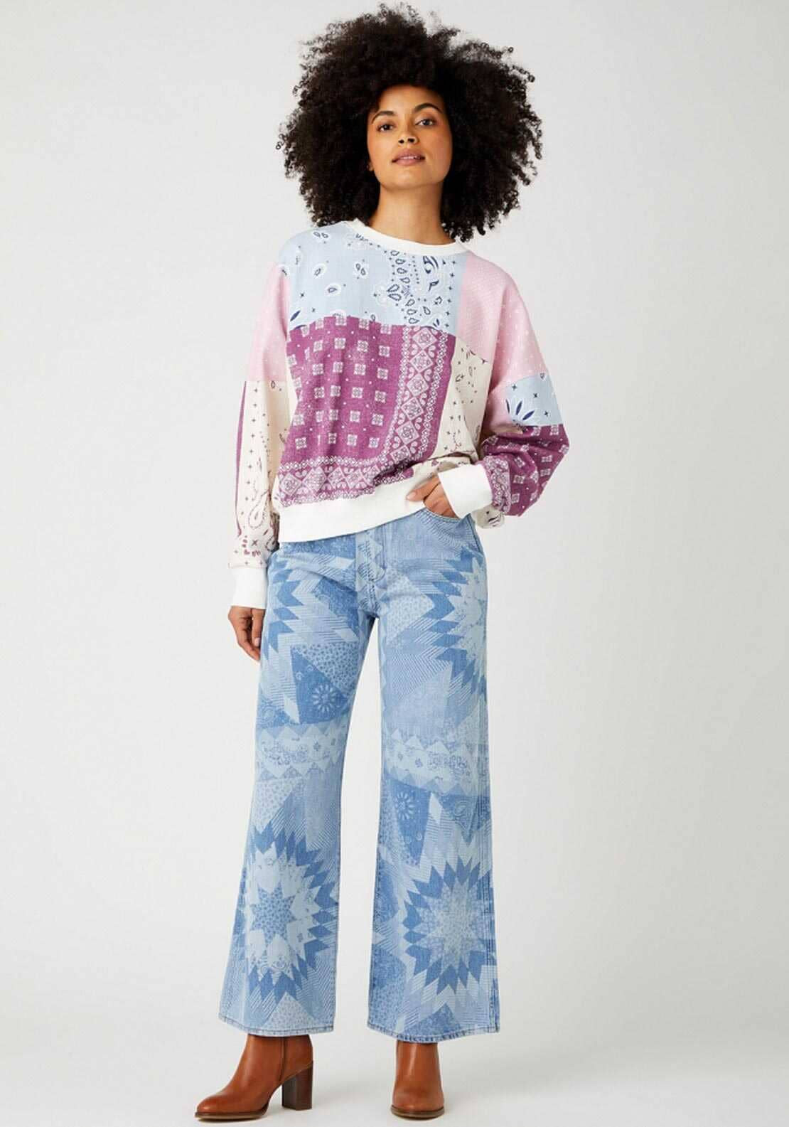 Wrangler Relaxed Patchwork Sweater, Amaranth