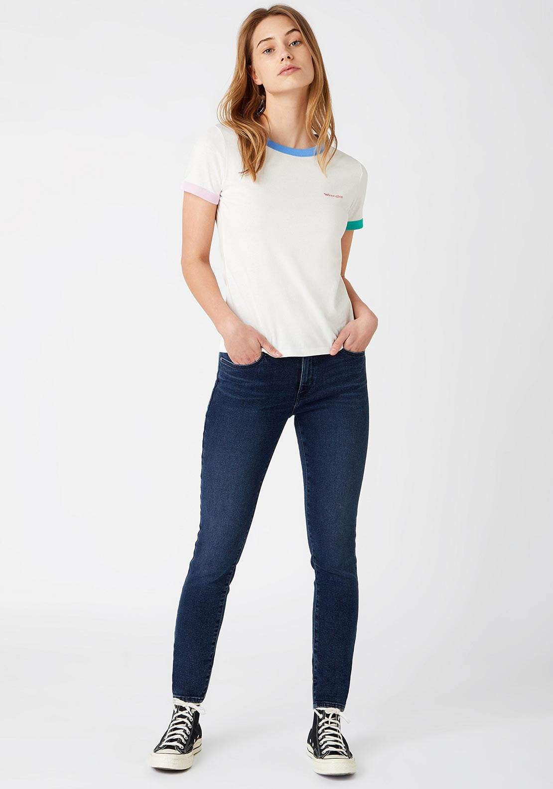 Wrangler Relaxed Ringer T-Shirt, Marina Blue