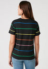 Wrangler Womens Rainbow Stripe Regular Rib T-Shirt, Black
