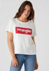 Wrangler Womens Logo T-Shirt, Off White & Red