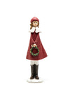 Verano Christmas Girl Holding Wreath, Red